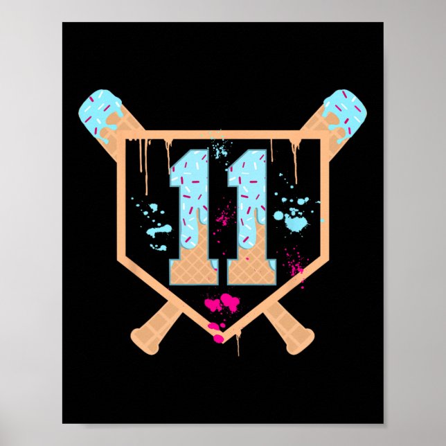 Póster Bysebyll 11 Year Old Ice Cream Drip Cumpleaños 11  (Frente)