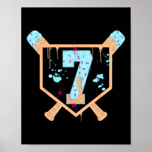Póster Bysebyll 7 años de edad Helado Goteo Cumpleaños 7º
