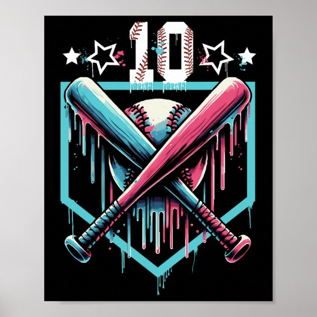 Póster Bysebyll Drip 10º Cumpleaños Chico Número 10 Juven (Frente)