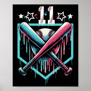 Póster Bysebyll Drip Cumpleaños 11 Niños Número 11 Juvent