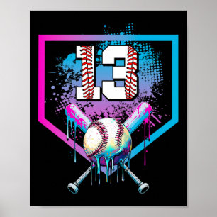 Póster Bysebyll Drip cumpleaños 13 Home Plate Niño Juvent