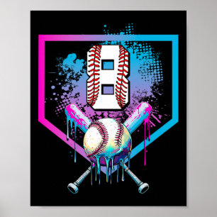 Póster Bysebyll Drip cumpleaños 8 Home Plate Niños Juvent