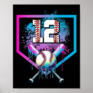 Póster Bysebyll Drip cumpleaños número 12 Home Plate Niño