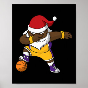 Póster Bysketbyll Black Dabbing Santa Claus African Ameri