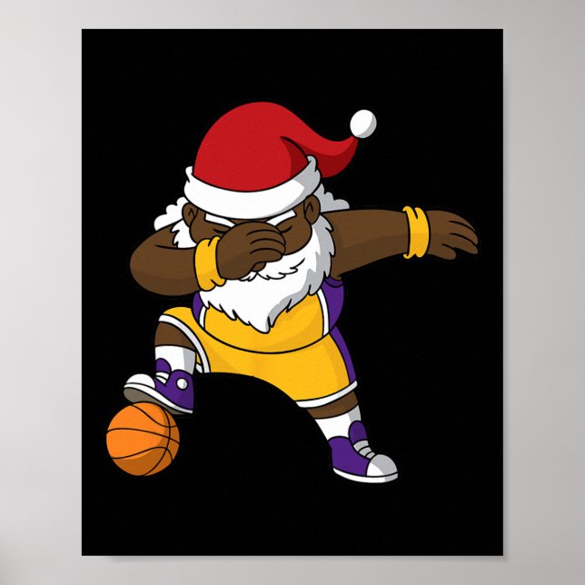 Póster Bysketbyll Black Dabbing Santa Claus African Ameri (Frente)