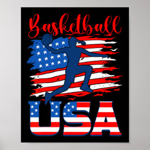 Póster Bysketbyll Jugador Estadounidense Bandera Independ