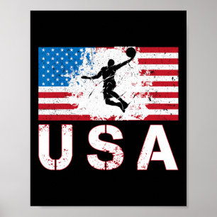 Póster Bysketbyll Usa Bandera Estadounidense Hombres De B