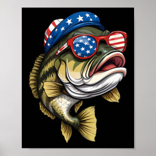 Póster Byss Fish 4 De Julio Bandera Americana De Ee. UU.