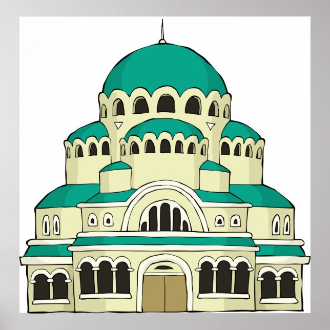 Póster Byzantine Architecture Teal Dome Cathedral (Frente)