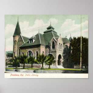 Póster c1910 biblioteca pública, Pasadena, CA