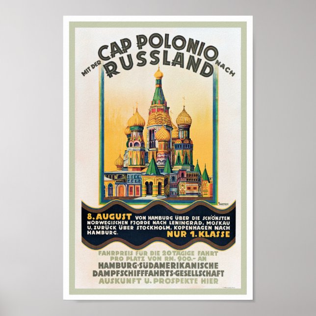 Póster c1930s CARTEL DE VIAJES ALEMANIA A RUSIA  (Frente)