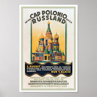 Póster c1930s TRAVEL POSTER GERMANY TO RUSSIA 