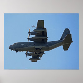 Póster C-130 Hércules Plane con F-35 Silhouette