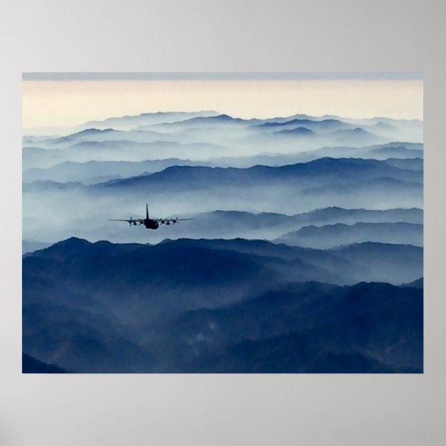 Póster C-130 sobre la neblina (Frente)