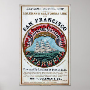 Póster C.A.FARWELL Clipper Ship Histórico Repro Poster