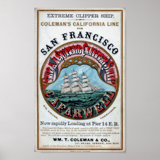 Póster C.A.FARWELL Clipper Ship Histórico Repro Poster