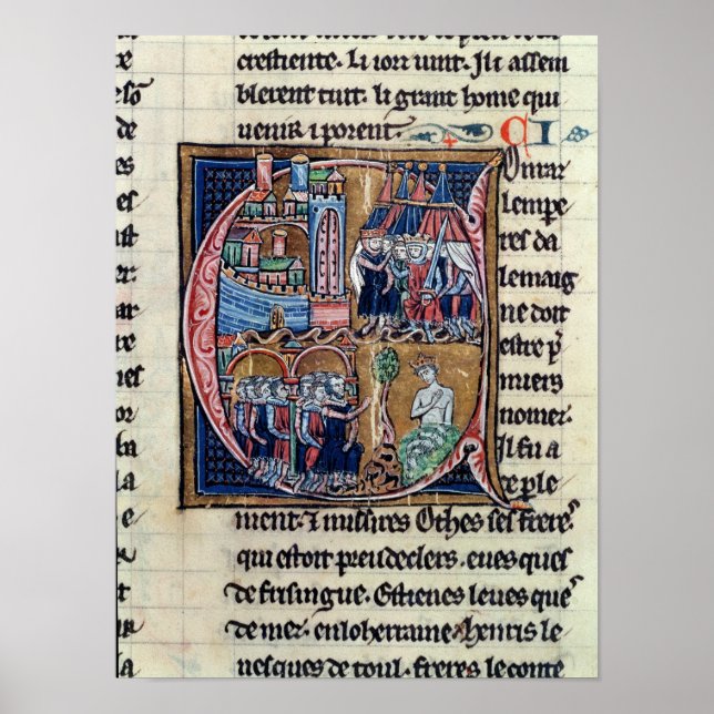 Póster 'C' inicial historiada que representa a Conrad III (Frente)