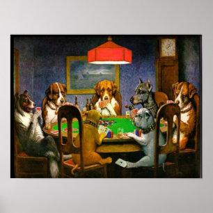 Póster C.M. Coolidge Dogs Jugando Poker