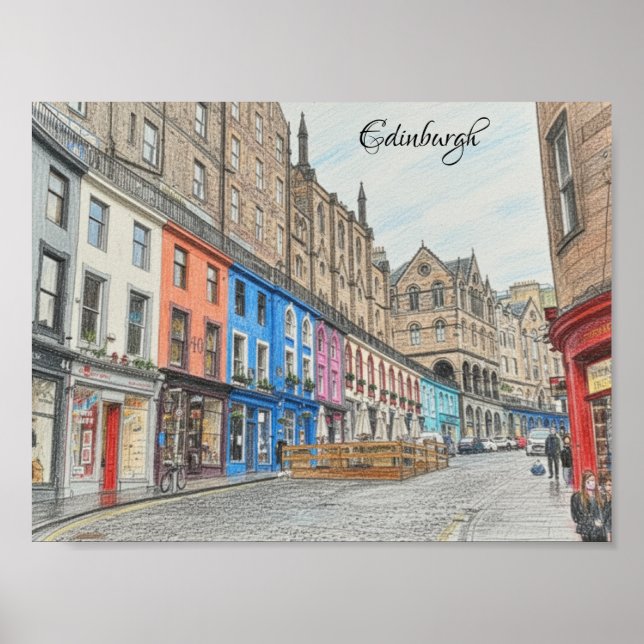 Póster C postal de la calle Victoria de Edimburgo (Frente)