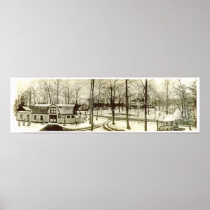 Póster Ca. 1900 Highland Short Hills NJ Panorama