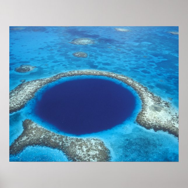 Póster CA, Belice. Vista aérea del agujero azul (diámetro (Frente)