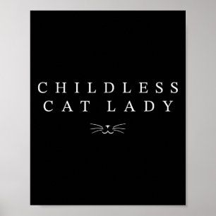 Póster Ca sin hijos de la dama de gato sin niños con cara