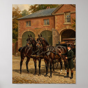 Póster Caballerizas de Carruajes del Manor Inglés Patrimo