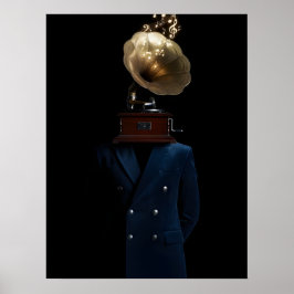 Póster Caballero Cabeza de Gramófono