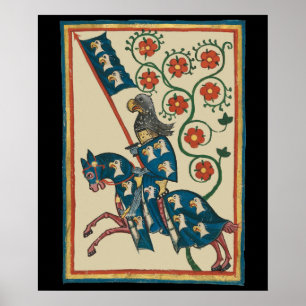 Póster Caballero con heráldica de águila, siglo XIV medie