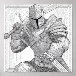Póster Caballero Detallado con Armadura Completa - Página