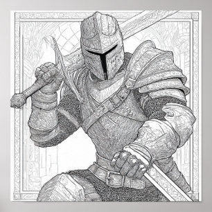 Póster Caballero Detallado con Armadura Completa - Página
