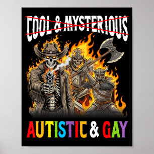 Póster Caballero Esqueleto Llamarada Orgullo Gay y Autist