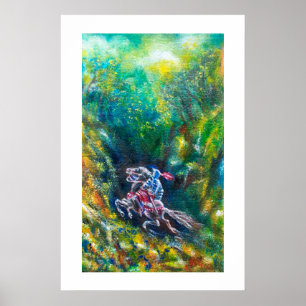 PÓSTER CABALLERO LANCELOT, MONTANDO A CABALLO EN BOSQUE V