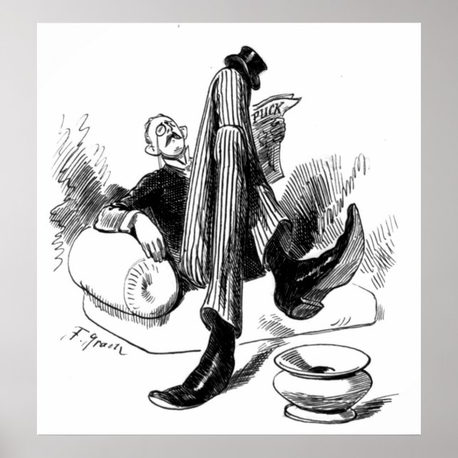 Póster Caballero leyendo 1880 (Frente)