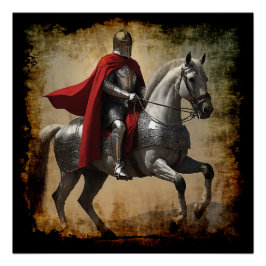 Póster Caballero medieval a caballo