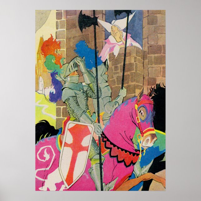 Póster caballero medieval a caballo (Frente)