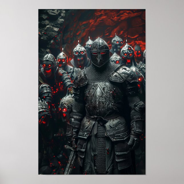Póster Caballero medieval en Poster de Cueva Oscura (Frente)
