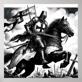 Póster Caballero Medieval Monocromo Majestuoso