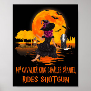 Póster Caballero Monta Escopeta Perro Y Bruja Divertido