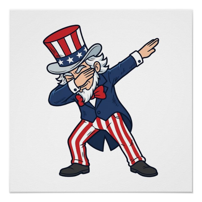 Póster Caballero Patriótico Dabbing Diseño Vectorial Vint (Anverso)