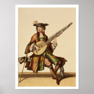 Póster Caballero que juega la angélica, placa de moda,