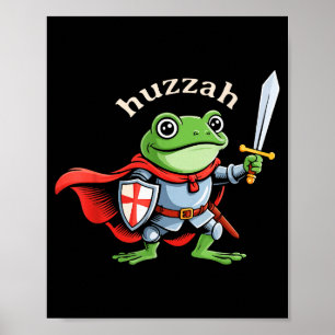 Póster Caballero Rana Hurra Cita Divertida Espada Meme Me