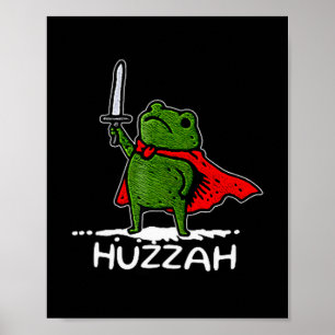 Póster Caballero Rana Huzzah Cita Divertida Espada Meme
