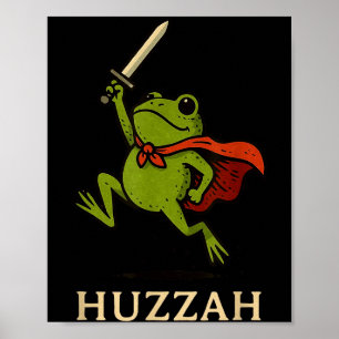 Póster Caballero Rana Huzzah Cita Divertida Espada Meme