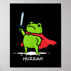 Póster Caballero Rana Retro Huzzah Cita Divertida Espada 