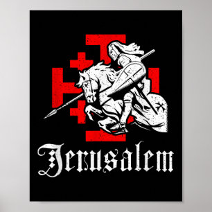 Póster Caballero Templario Medieval En Cro De Caballo De