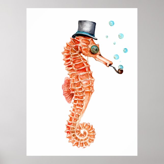 Póster Caballero victoriano Seahorse (Frente)