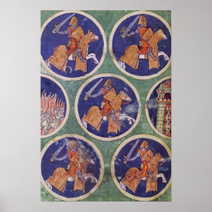 Póster Caballeros del ms 3516 fol.217v cinco