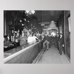 Póster Caballeros en la barra, 1910. Foto antigua
