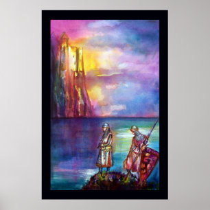 Póster Caballeros medievales PENDRAGON,Atardecer en el la